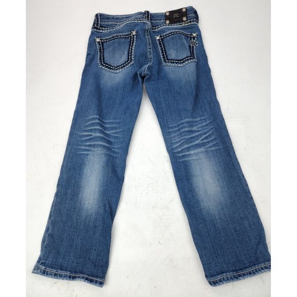 Miss Me Jeans Boyfriend 27 Jpb5014 Faded Blue Distressed Capri - Picture 2 of 8